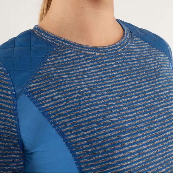 [4/6] Lululemon Run: Ice Queen Long Sleeve Slope Stripe Limitless Blue - Picture 4 of 12